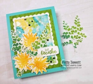 Stampin' Up! Positive Thoughts stamp set card idea featuring Alcohol Ink background, by Patty Bennett www.PattyStamps.com