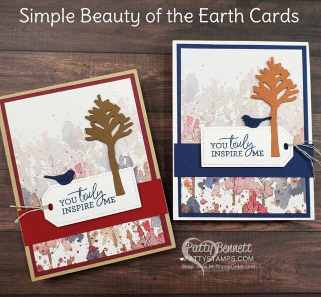 Quick and Easy cards featuring Stampin' Up! Beauty of the Earth paper and Beautiful Trees dies