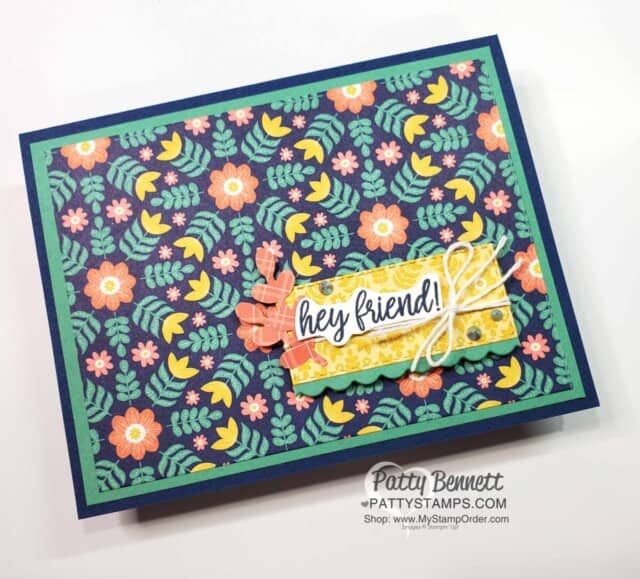 In Symmetry Stampin' Up! designer paper quick and easy card idea.  www.pattystamps.com