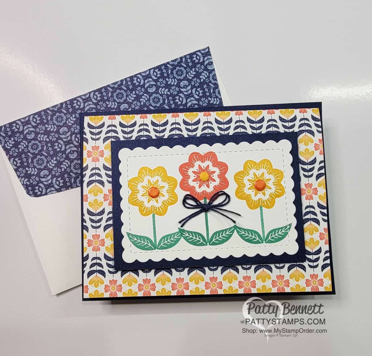 Sweet Symmetry designer paper easy trifold pocket card idea with Patty Bennett