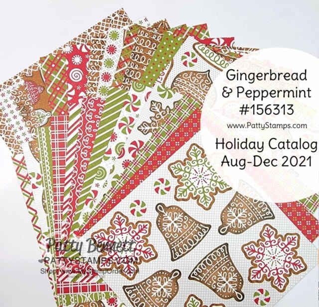 Stampin' Up! Gingerbread and Peppermint suite of Christmas crafting supplies including 6x6 designer series paper stack.