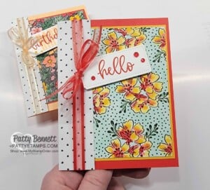 Cards with Stampin' Blends markers used to color the Beautifully Penned Stampin' UP! Sale-a-Bration paper and Biggest Wish stamp set. www.PattyStamps.com