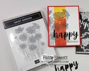 Card Idea and Ink Blending tips with Stampin' Up! Blending Brushes featuring Daisy Garden Background stamp. Video tutorial by Patty Bennett