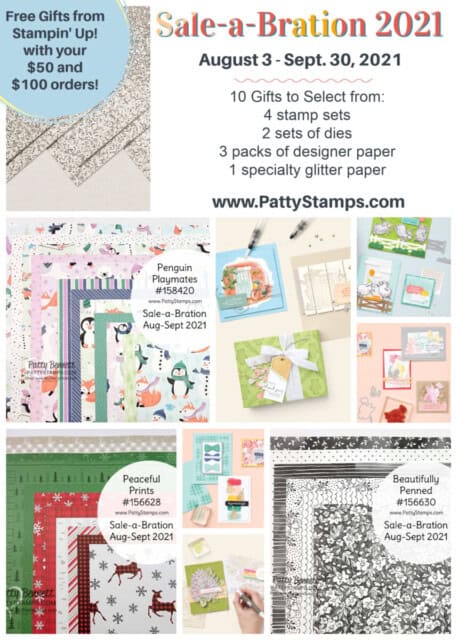 Free Sale-a-Bration gifts from Stampin' Up! Aug 3 to Sept 30 2021 www.PattyStamps.com