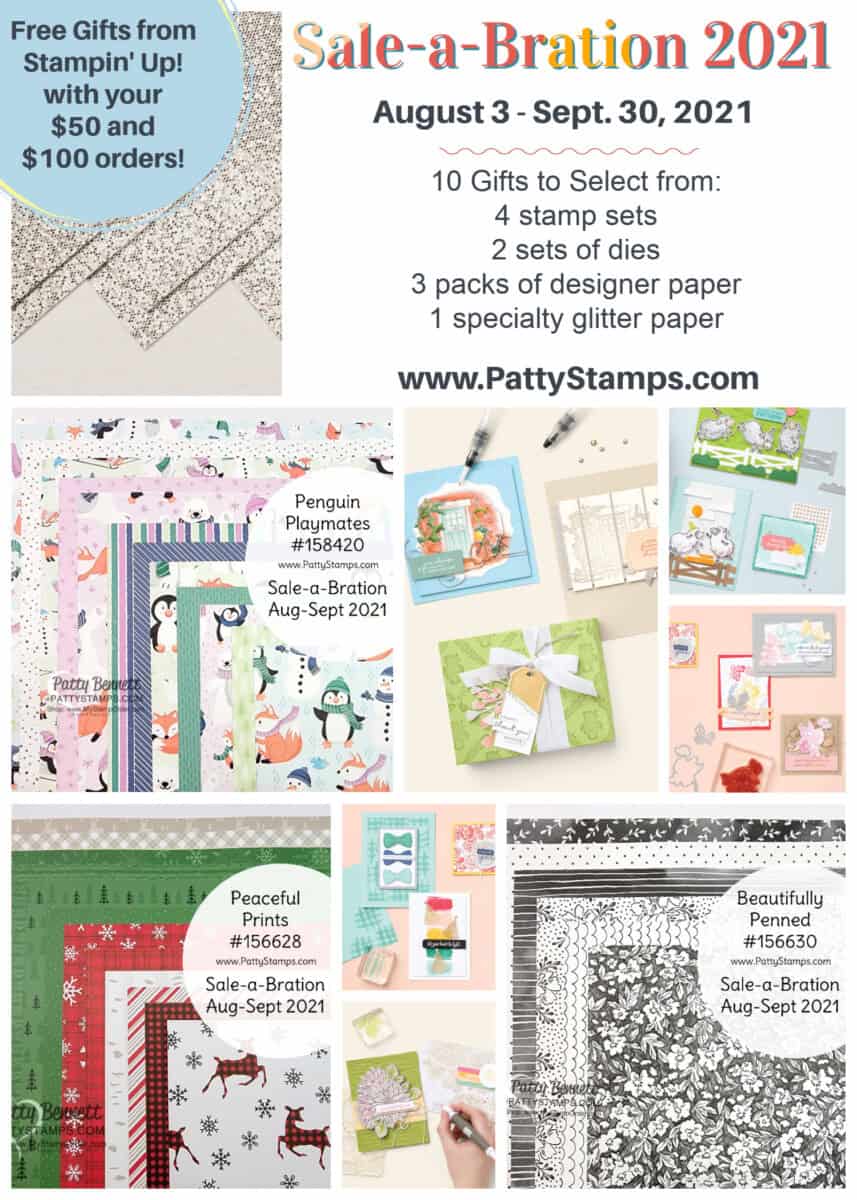 Free Sale-a-Bration gifts from Stampin' Up! Aug 3 to Sept 30 2021 www.PattyStamps.com