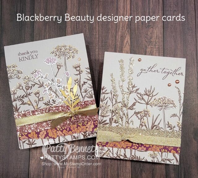 Fall Stampin' UP! card ideas featuring Blackberry Beauty designer paper and Ephemera pack by Patty Bennett, www.PattyStamps.com