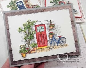 Stampin' Blends coloring video featuring Feels Like Home set and a red front door, with Patty Bennett. Sale-a-Bration 2021 stamp set gift.