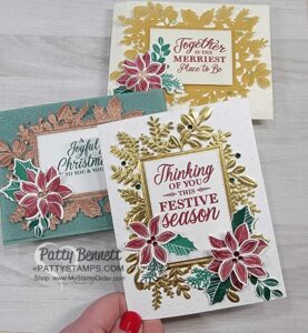 3 Christmas Card Ideas for the Stampin' Up! Merriest Frames Hybrid Embossing Folder, by Patty Bennett, www.PattyStamps.com