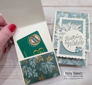 Gift Card Holder idea - great for birthdays. Ever Eden Stampin' Up! suite of papercrafting products. www.PattyStamps.com