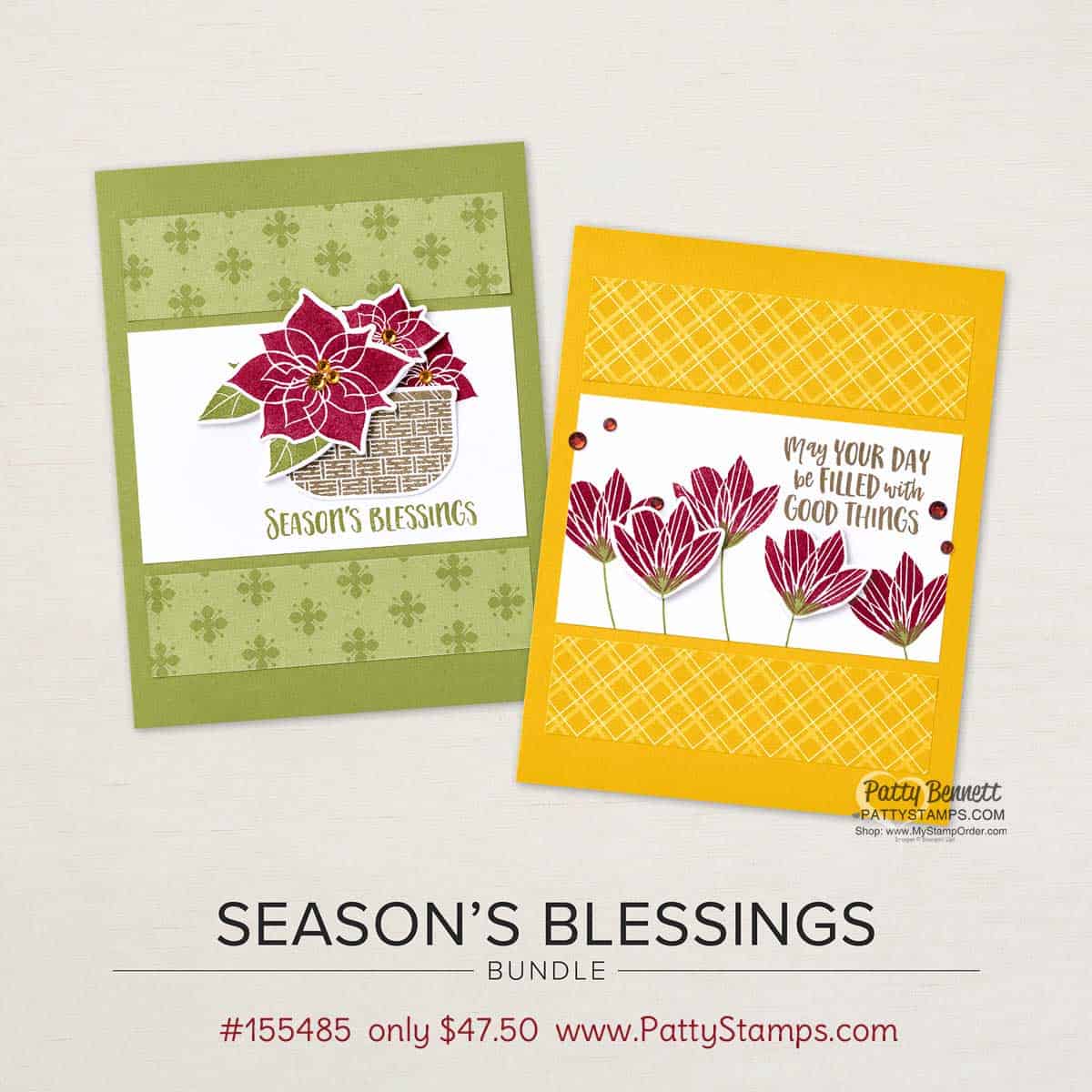 Stampin' UP! Season's Blessings Bundle card ideas for all seasons! www.PattyStamps.com