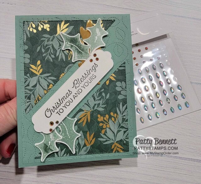 Slash Card idea featuring Stampin' Up! Eden's Garden paper and Triangle Stitched dies by Patty Bennett