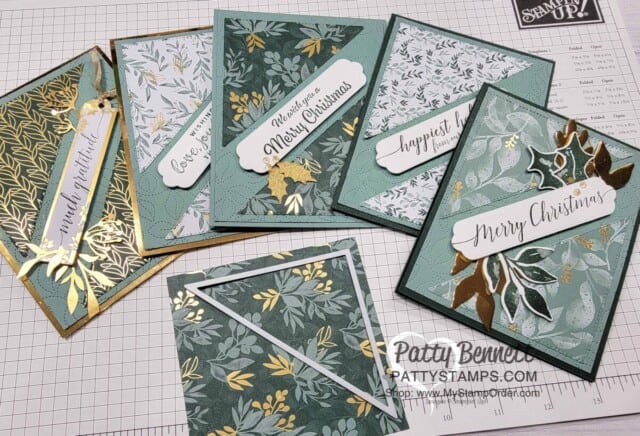 Slash Card idea featuring Stampin' Up! Eden's Garden paper and Triangle Stitched dies by Patty Bennett
