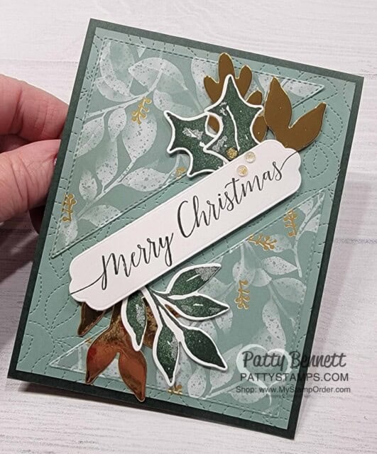 Slash Card idea featuring Stampin' Up! Eden's Garden paper and Triangle Stitched dies by Patty Bennett