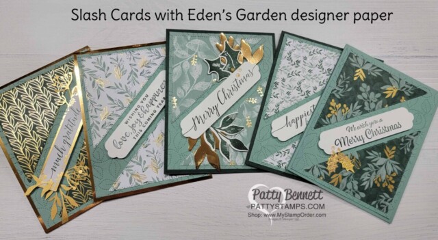 Slash Cards featuring Stampin' UP! Stitched Triangle Dies, by Patty Bennett www.PattyStamps.com