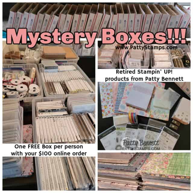 Stampin' UP! Mystery Box - retired product crafty destash from Patty Bennett www.PattyStamps.com