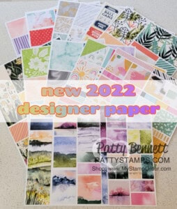 January - June 2022 Stampin Up! papercrafting supplies catalog for card making: designer series paper product review by Patty Bennett
