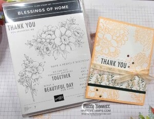 Heart & Home designer paper from Stampin' Up! card idea, with Blessings of Home bundle. by Patty Bennett