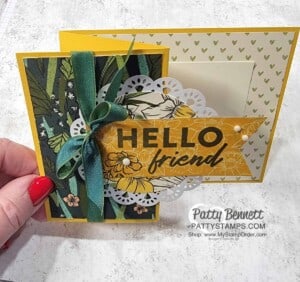 Make a Z Fold card with the Stampin' UP! Sale-a-Bration Daffodil Afternoon designer paper www.PattyStamps.com