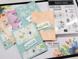Friendly Hello Sale-a-Bration Bundle birthday cards for Customer Thank You Cards. Stampin' Up! tip from Patty Bennett