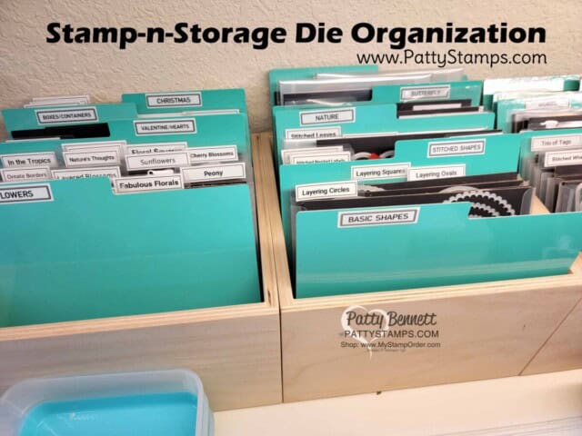 Patty's die cutting storage and organization for Stampin' Up! dies on magnet cards in Creative Crates from Stamp-n-Storage. 