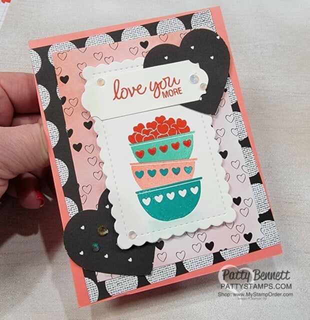 Measure of Love Valentine card idea featuring Stampin' Up! All Together paper and heart punch, by Patty Bennett www.PattyStamps.com