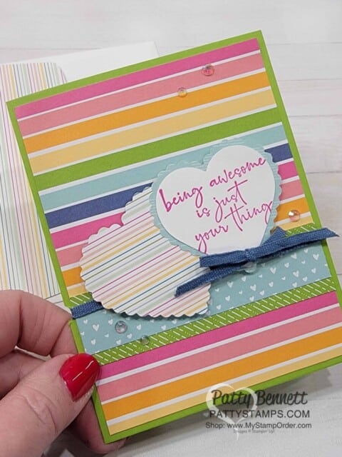 Happy & Heartfelt stamp set card idea for an awesome friend. Stampin' Up! cardmaking supplies at www.PattyStamps.com