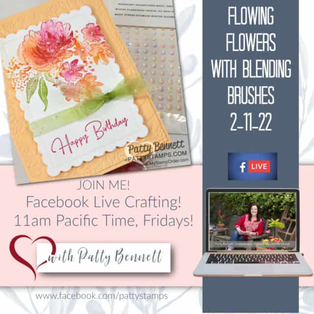 Learn how to use Stampin' Up! Blending Brushes directly to your rubber stamp with the Flowing Flowers stamp set. by Patty Bennett www.PattyStamps.com