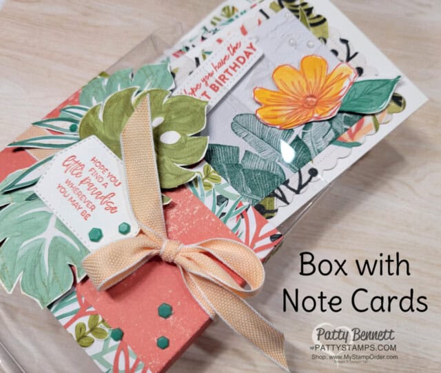 Acetate Box Note Card Holder for Island Vibes note cards featuring Artfully Composed designer paper from Stampin' Up!, by Patty Bennett