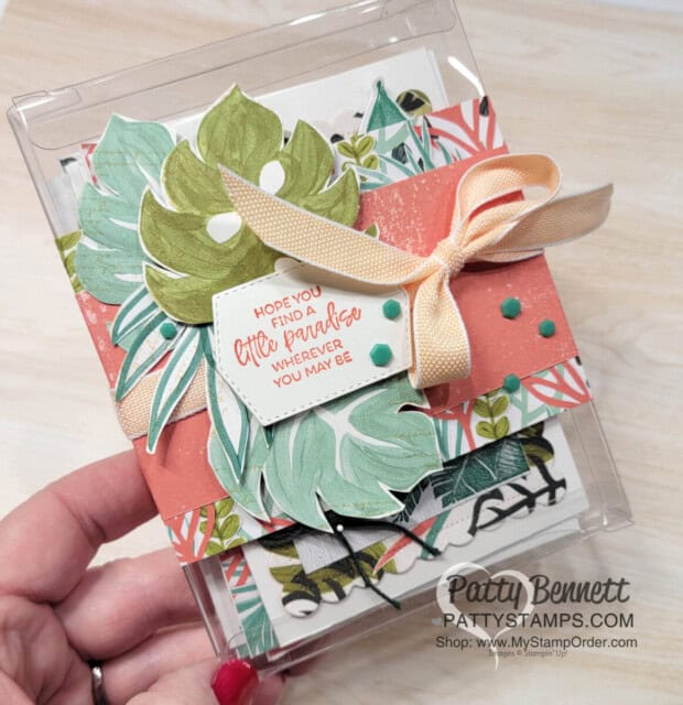 Acetate Box Note Card Holder for Island Vibes note cards featuring Artfully Composed designer paper from Stampin' Up!, by Patty Bennett