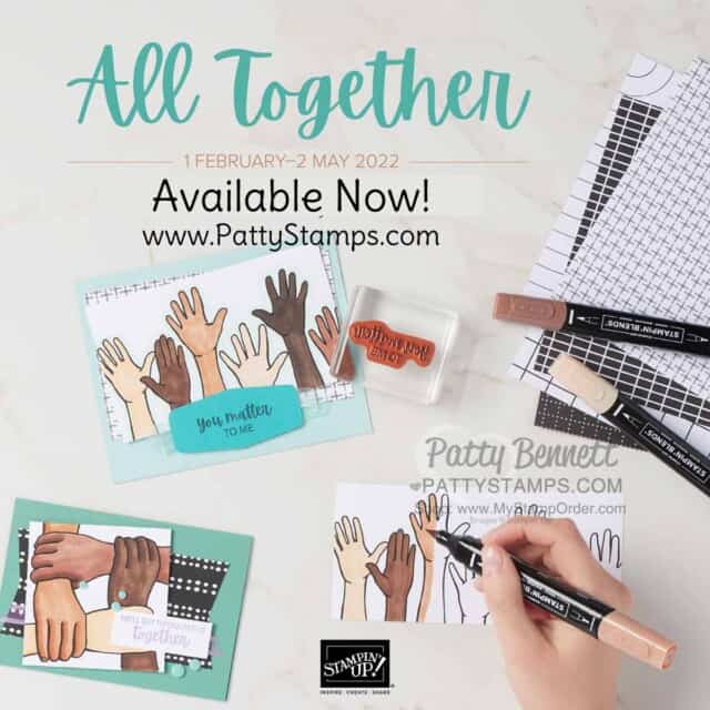 All Together designer paper, Natural Tones Stampin' Blends and Here Together bundle from Stampin' Up! www.pattystamps.com