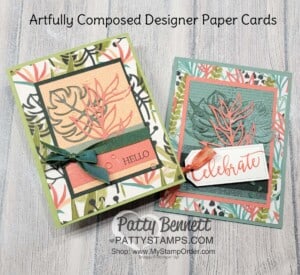 Tropical card ideas featuring Stampin' Up! Artfully Composed designer paper, by Patty Bennett