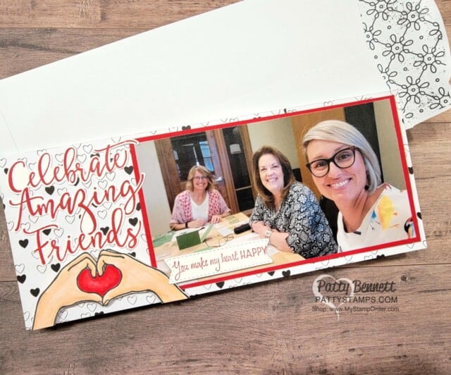 Celebrating Women blog hop featuring Create with Friends stamp set and All Together bundle and designer paper from Stampin' Up!. Slimline card by Patty Bennett