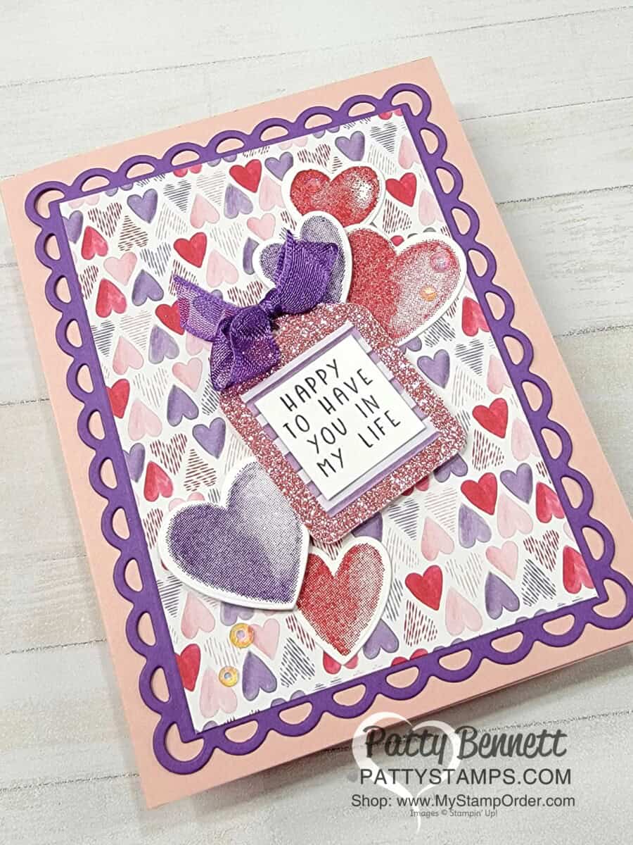 Valentine Card idea featuring Stampin' UP! Sweet Talk suite, Sweet Conversations bundle and Sweet Talk designer paper.
