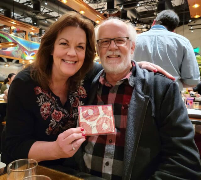 Valentine's dinner 2022 Eric & Patty. For the Record Valentine card.