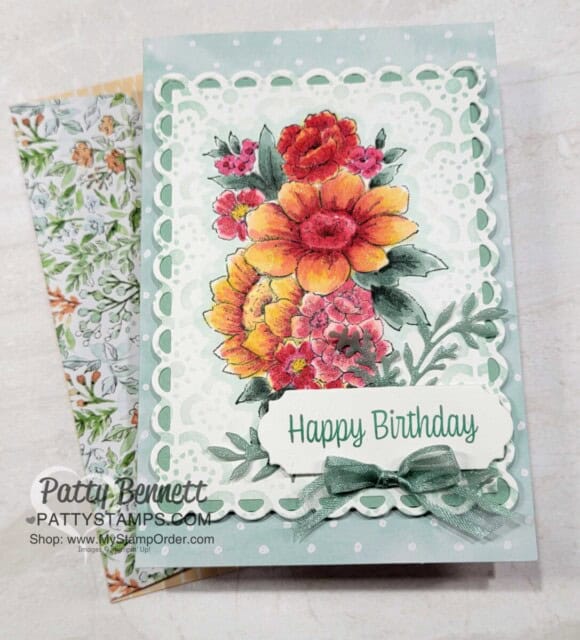 Color the Stampin' UP! Blessings of Home floral image with Stampin' Blends markers! Birthday card idea by Patty Bennett