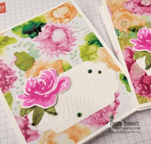 Expressions in Ink designer paper from Stampin' UP! - great background for simple stamping thank you cards featuring Thanks & Hello embossing folder.