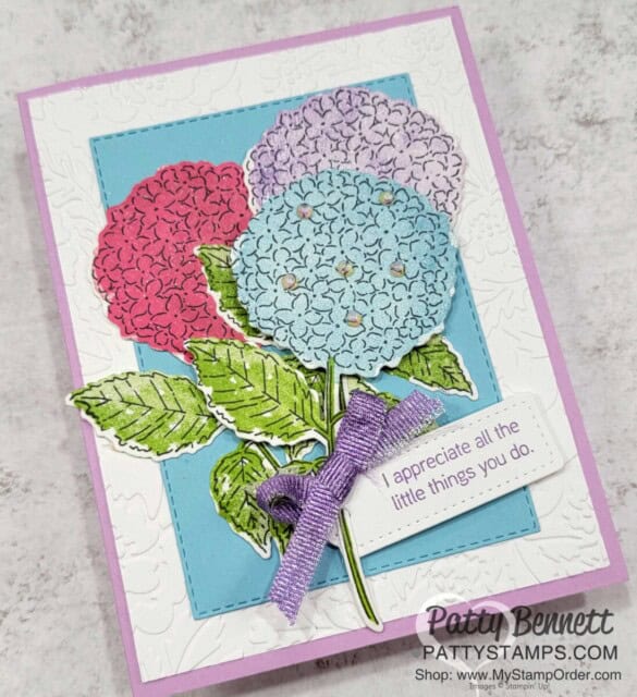 Hydrangea Haven bundle from Stampin' UP! - flower card idea by Patty Bennett