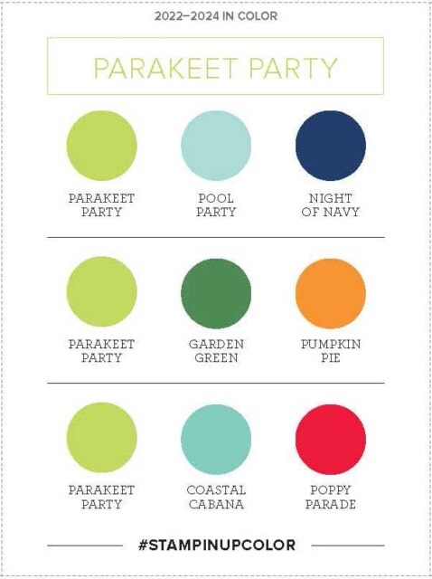 Stampin' Up! color combo suggestions for 2022-2024 In Color: Parakeet Party