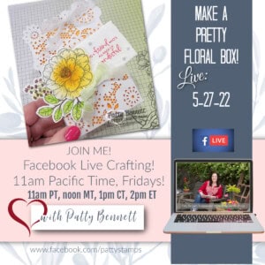 Let's make the Delicate Details box, with a beautiful Abigail Rose floral focal point during my Facebook Live video! www.PattyStamps.com