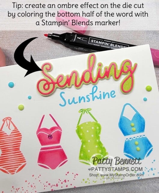 TIP: color the bottom half of a die cut with Stampin' Blends to create an Ombre Effect!