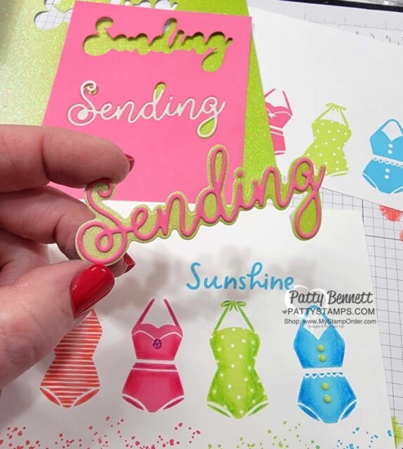 Sending Smiles bundle and die with In Color Ombre glimmer paper.