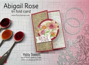 Double Circle Fun Fold Stampin' Up! card instructions featuring Abigail Rose suite and Blending Brushes by Patty Bennett