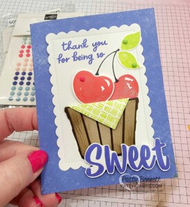 Cheerful Basket bundle card featuring Sweetest Cherry punch bundle by Patty Bennett