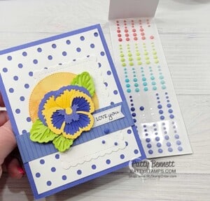 In Color Matte Decorative Dots and Dots & Spots die perfect polka dot background for Pansy Patch flowers with Stampin' Up! In colors.