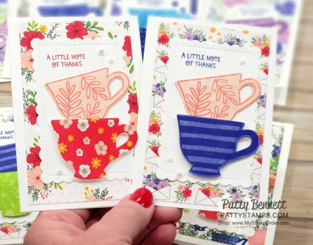 Cup of Tea bundle customer thank you cards featuring Tea Boutique DSP by Patty Bennett