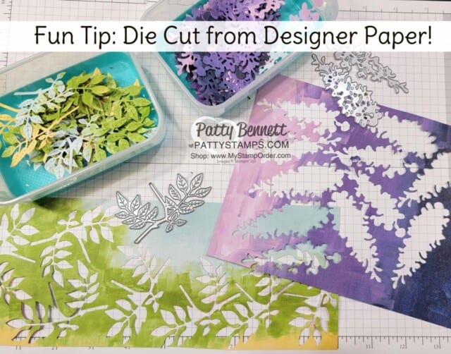 Wisteria Wishes Stampin' UP! card making bundle, die cut with Hues of Happiness designer paper. by Patty Bennett