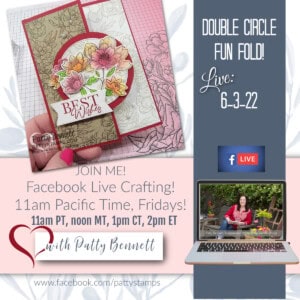Facebook Live: Abigail Rose designer paper from Stampin Up! colored with Blending Brushes, for fun fold card.