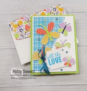 Stampin Up! card idea featuring Butterfly Kisses Suite and Best Butterflies set. by Patty Bennett