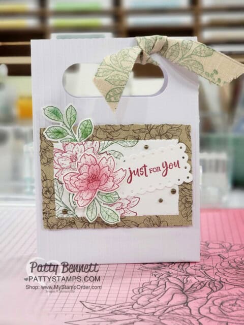 Stampin Up! embossed treat bag with the Cottage Rose bundle and Abigail Rose designer paper by Patty Bennett