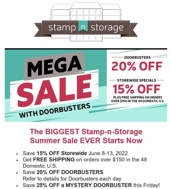 Stamp-n-Storage craft room organizing supplies sale ends June 13, 2022